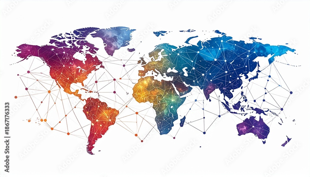 Fototapeta premium Global connections world map network.
