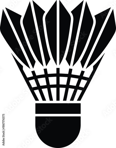 Badminton shuttlecock silhouette icon, black vector illustration, sports equipment symbol, shuttle cock design, isolated on white background