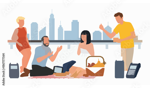 Flat POS terminal vector illustration set with modern payment machines