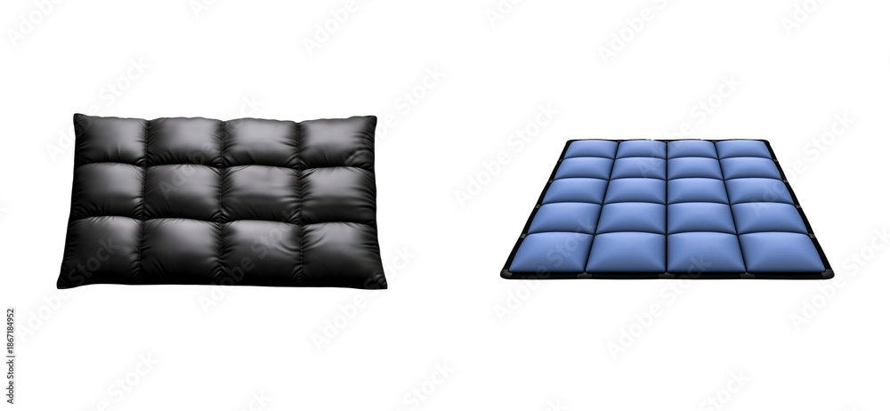 Obraz premium Soft comfortable quilted fabric panels in dark gray and blue offer a luxurious tactile texture suitable for modern furniture upholstery and warm outerwear garment insulation
