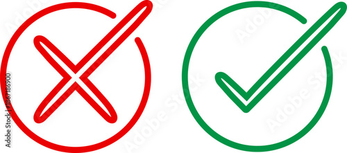 Flat design check and cross icons