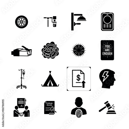 Web Development and Software Programming Icon Set with clean vector symbols for coding, database management, cloud computing, and digital technology concepts.