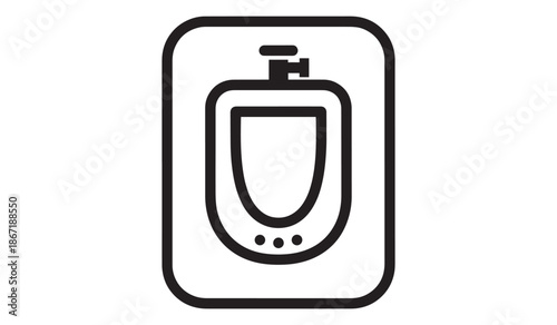 Urinal icon in black and white for plumbing or bathroom sign