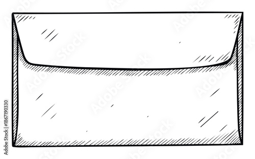 Handdrawn mail envelope with an open flap conveying communication and postal services perfect for various business and personal graphic projects