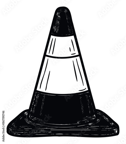 Essential road safety equipment and traffic management tool featuring a sturdy warning marker cone graphic perfect for construction site signage and public awareness campaigns