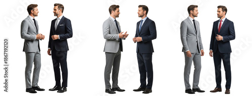 Diverse of business men talking together isolated on white
