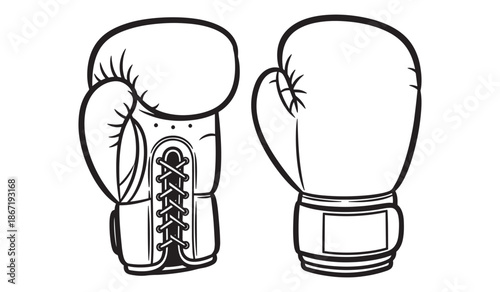 Black and white illustration of a pair of boxing gloves
