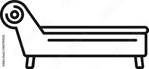 Psychoanalysis symbol showing a line art therapist couch or chaise lounge