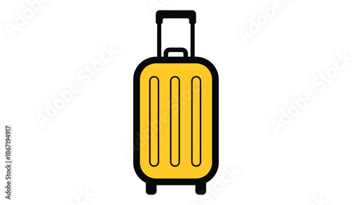 Yellow suitcase with black handle and trim
