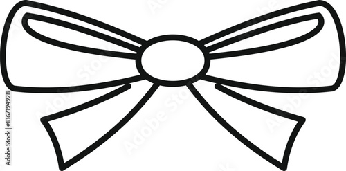 Simple graphic line drawing of a decorative gift wrapping bow knot