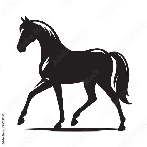 Black and white vector silhouette of a horse