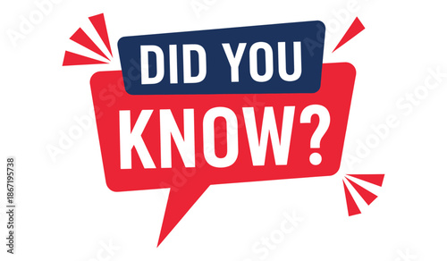 Did you know question mark text bubble with red and blue speech bubbles