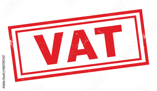 Vat tax stamp or rubber stamp with red letters and border