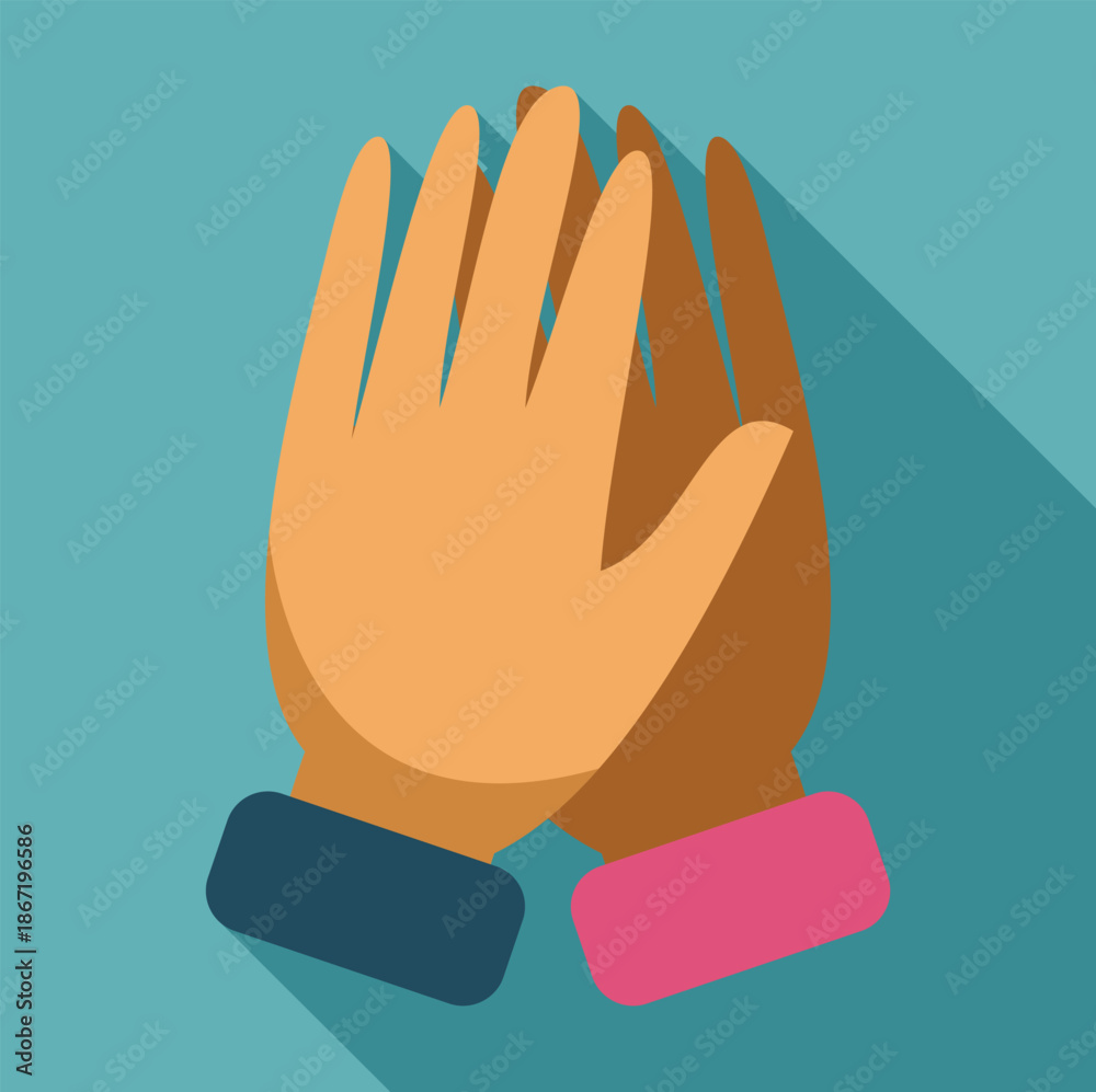 Fototapeta premium Two hands performing a high five gesture representing agreement and partnership