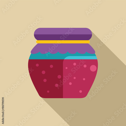 Flat design illustration of a purple jam packed in a glass jar