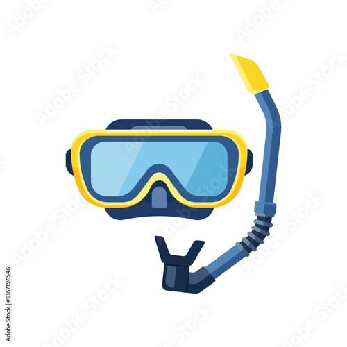 vector illustration of Diving Mask And Snorkel Gear For Underwater Exploration, Adventure, And Marine Fun.