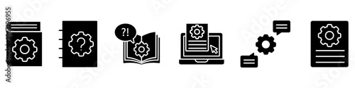 Document vector icon set. technical documentation illustration sign collection. manual symbol.