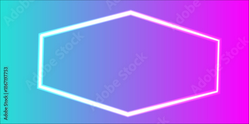 abstract circle hexagon technology futuristic concept design background. Neon hexagon frame with shining effects.  Clean and simple pattern for business template. 3d illustration.