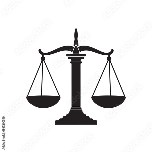 Scales of justice silhouette vector flat illustration design on white background