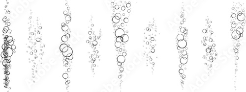 Fizzing Air Bubbles Stream, Soda Pop and Champagne Carbonation Vector Collection