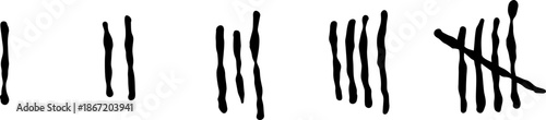 Tally marks set, hand drawn counting lines in smooth, elegant style. Collection of tally marks set for mathematics and score recording.