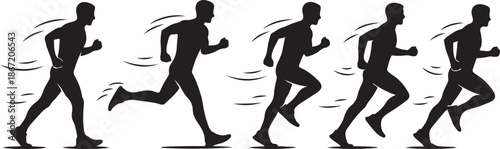 Silhouette of a man running in different motion phases