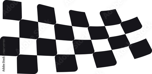 Black and white checkered racing flag sticker, isolated background.