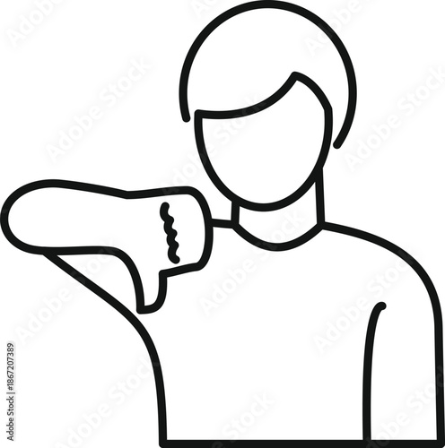 Outline icon of a person showing a negative gesture indicating rejection or dislike