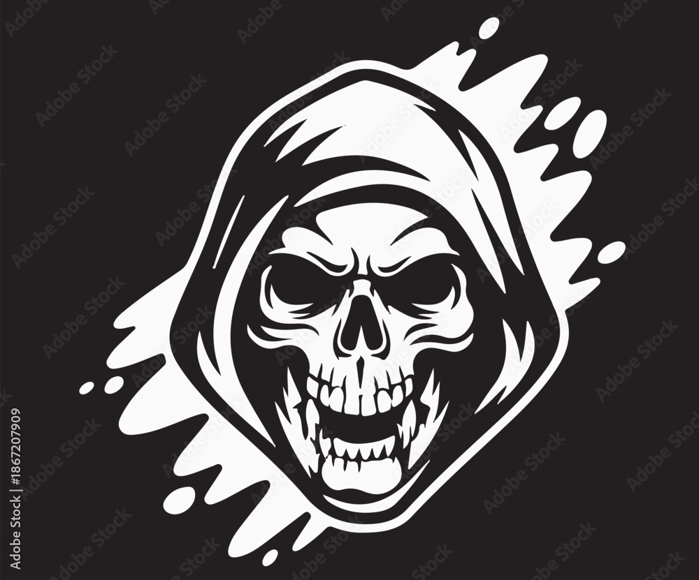 Obraz premium A digital icon representing a skull face.