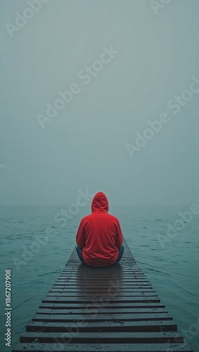 man sitting on a pier