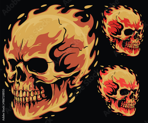 Conceptual illustration of a skull on fire.