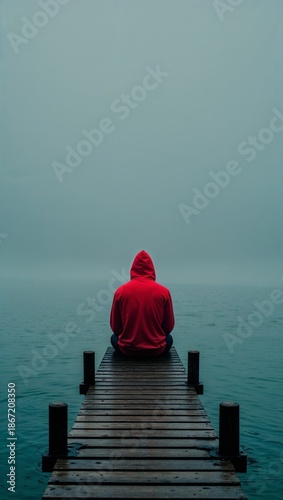 man sitting on a pier