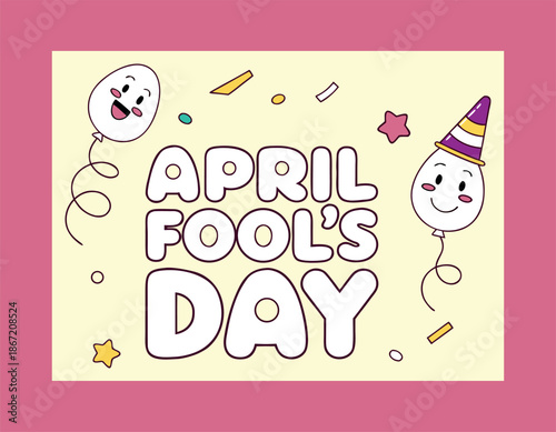 A vibrant and playful illustration celebrating the humor and joy of april fool's day with happy balloons