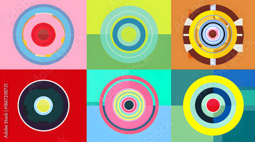 transmutation. Vibrant circular patterns representing drumbeat rhythms in an abstract composition. event programs, museum guides, designed for cultural heritage projects and event programs.