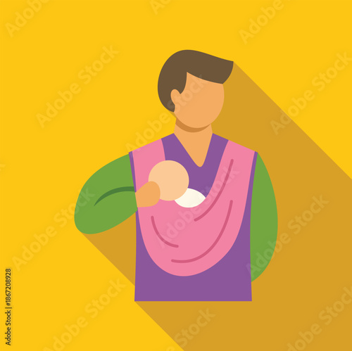 Man carrying a baby in a sling promoting fatherhood and parenting