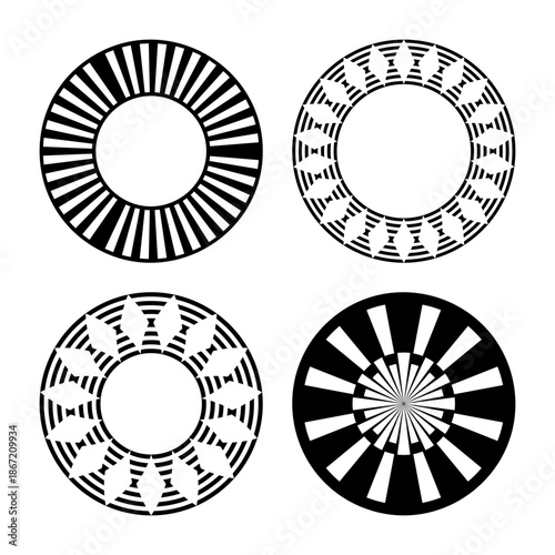 Set of Circle Design Elements. Abstract Geometric Circular Patterns.