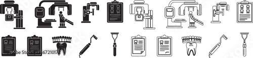 Dental and Dentistry Icons Set. Modern Line and Glyph Style Vector Collection. isolated PNG with Transparent Background