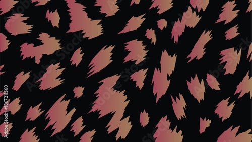 Gradient rose gold animal spots on black vector texture,
Trendy wild cat print wallpaper design in pink brown tones
