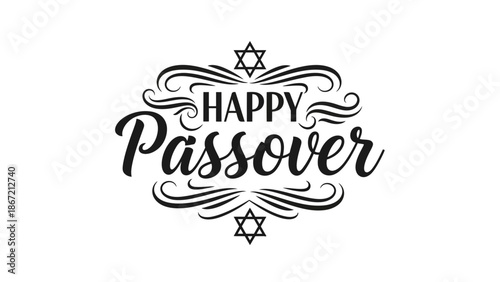 Happy Passover Decorative Text with Star of David.