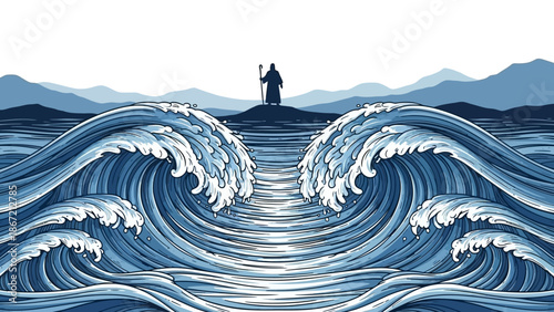 Moses Parts the Red Sea with Staff.