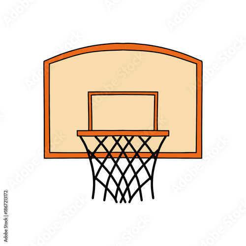 Colorful Basketball hoop and backboard vector illustration. Simple Basketball equipment with net icon