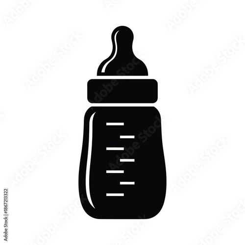 Vector illustration icon baby bottle icon in black silhouette on for nursery or feeding concepts