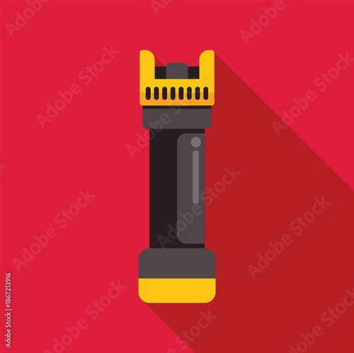 Stun gun or taser device for personal defense with long shadow on red background