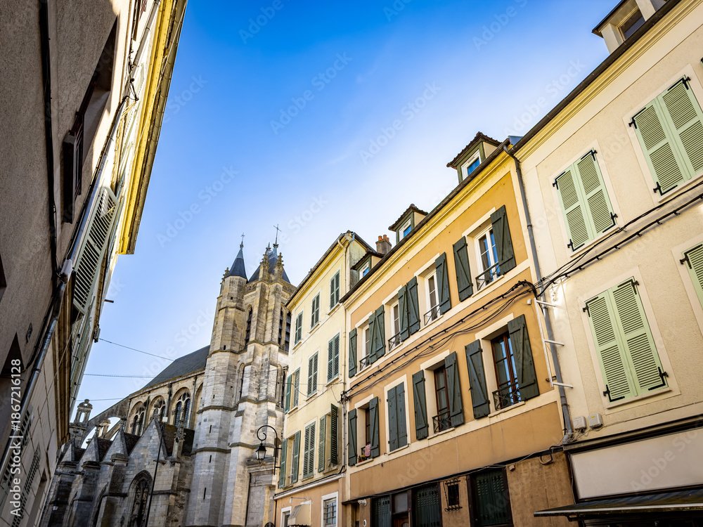 Fototapeta premium Street view of Montereau Fault Yonne in France
