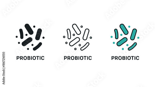 Probiotic bacteria icons in modern design