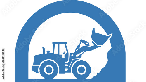 Heavy machinery loader in blue silhouette