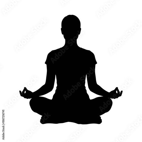 Silhouette of a Person in Lotus Position Practicing Meditation.