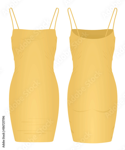 Yellow latex dress. vector illustration