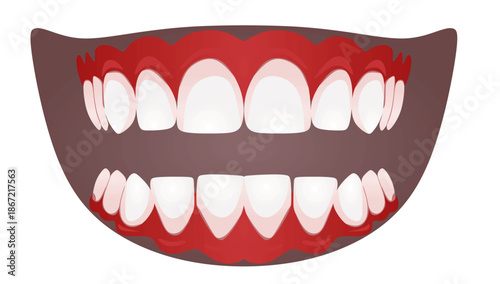 White teeth isolated. vector illustration