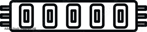 Outline icon representing an led strip light with multiple diodes